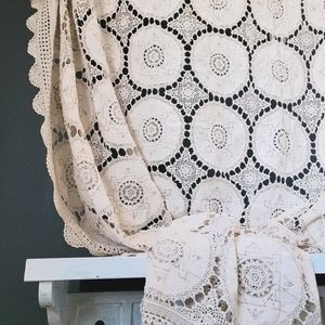 Handmade Crochet Linen & Lace Blanket
